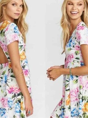 Show Me Your Mumu White Floral Mini Dress with Pink, Blue & Yellow Blooms